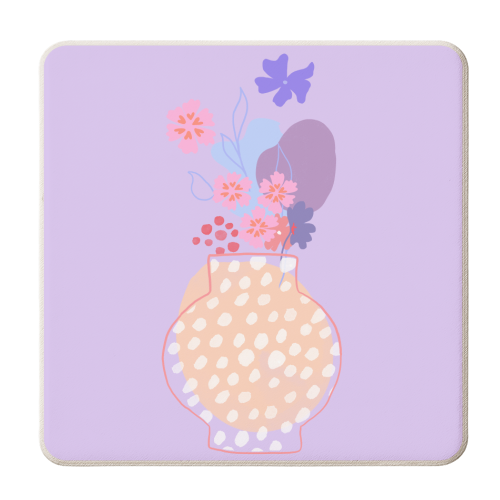 Lilac Flowers in Vase - personalised beer coaster by Georgia B Designs