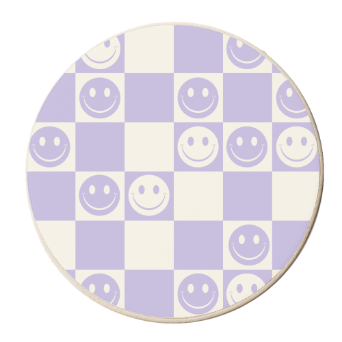 Lilac Smiley Check - personalised beer coaster by EZbie