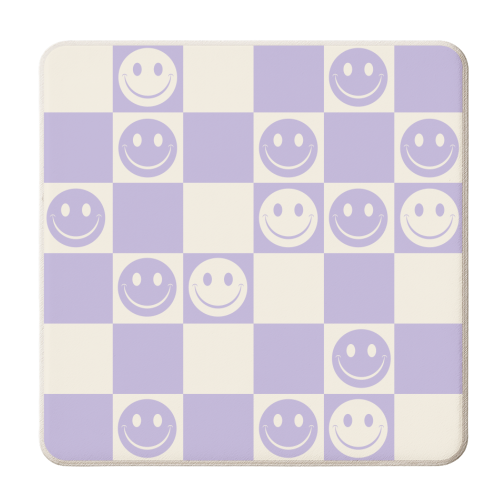 Lilac Smiley Check - personalised beer coaster by EZbie