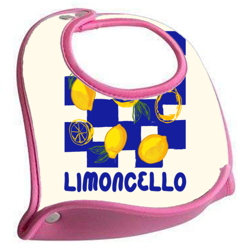 Limoncello Retro Blue Checkered Lemon - feeding bib by EZbie