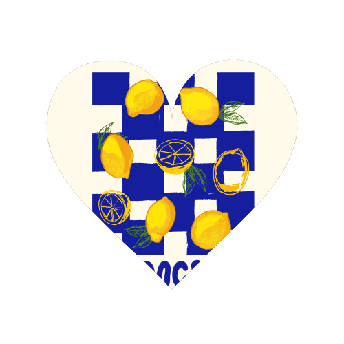 Limoncello Retro Blue Checkered Lemon - Magnet by EZbie