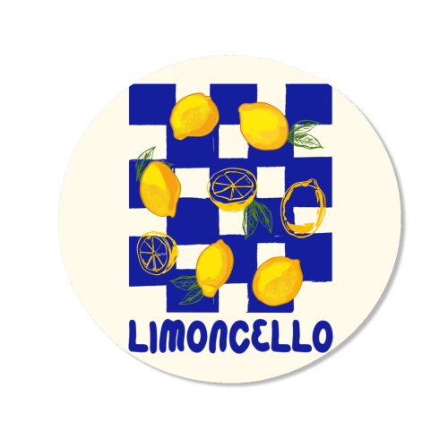 Limoncello Retro Blue Checkered Lemon - Magnet by EZbie