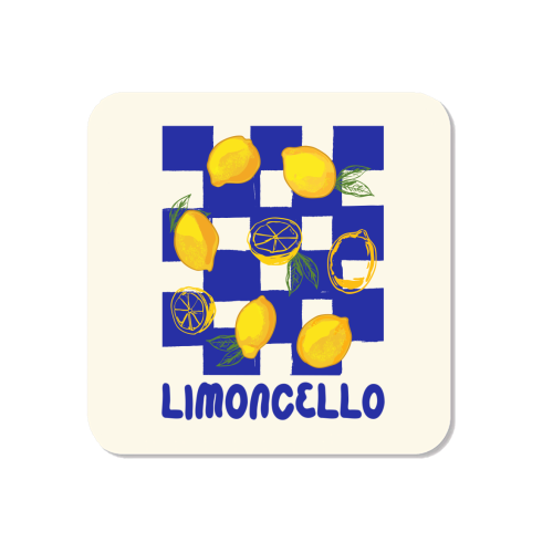 Limoncello Retro Blue Checkered Lemon - Magnet by EZbie