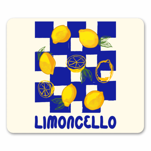 Limoncello Retro Blue Checkered Lemon - mouse mat by EZbie