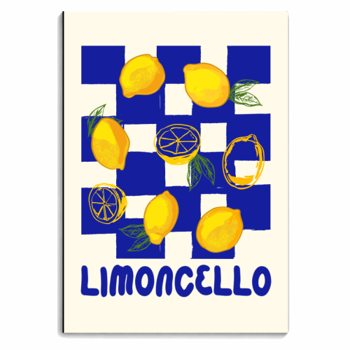 Limoncello Retro Blue Checkered Lemon - personalised A4, A5, A6 notebook by EZbie