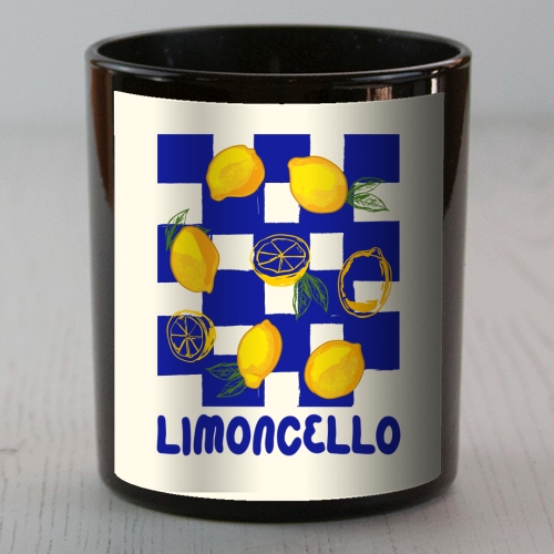 Limoncello Retro Blue Checkered Lemon - scented candle by EZbie