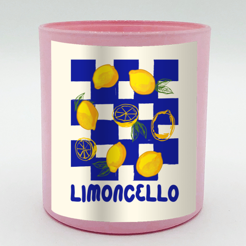 Limoncello Retro Blue Checkered Lemon - scented candle by EZbie