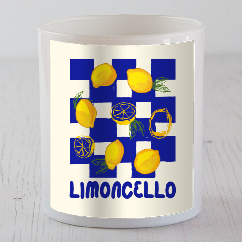Limoncello Retro Blue Checkered Lemon - scented candle by EZbie