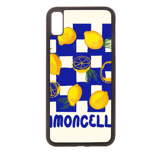 Limoncello Retro Blue Checkered Lemon - stylish phone case by EZbie