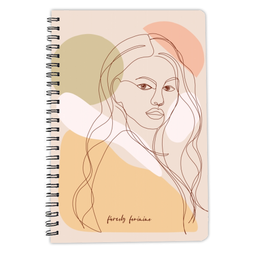 Line-art Girl Power Portrait - Fiercely Feminine - personalised A4, A5, A6 notebook by Dominique Vari