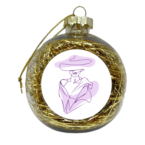 line art woman in lilac - xmas bauble by Anastasios Konstantinidis