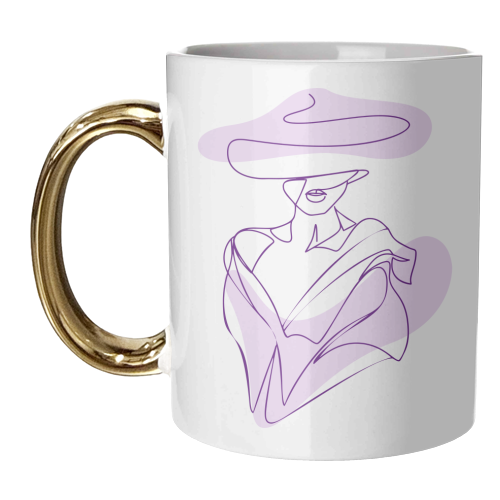 line art woman in lilac - unique mug by Anastasios Konstantinidis