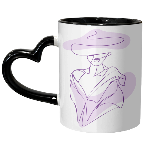 line art woman in lilac - unique mug by Anastasios Konstantinidis