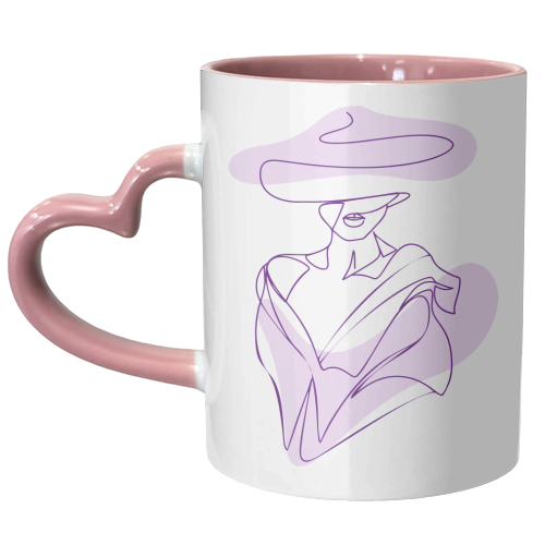 line art woman in lilac - unique mug by Anastasios Konstantinidis