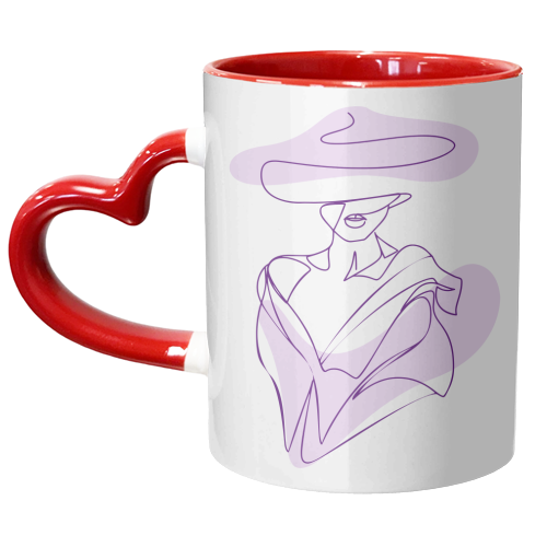 line art woman in lilac - unique mug by Anastasios Konstantinidis