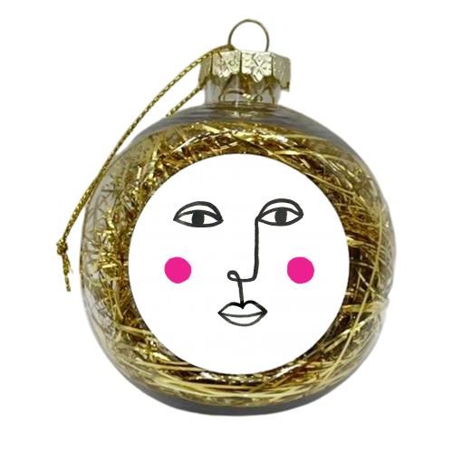 LINEAR FACE WITH ROSY CHEEKS - xmas bauble by Paper Deep Design