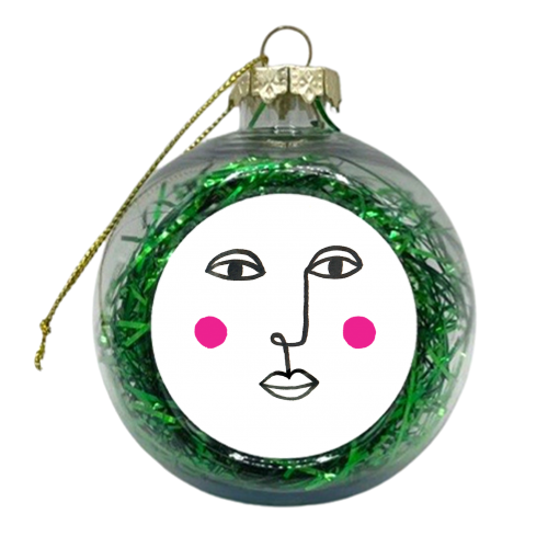 LINEAR FACE WITH ROSY CHEEKS - xmas bauble by Paper Deep Design