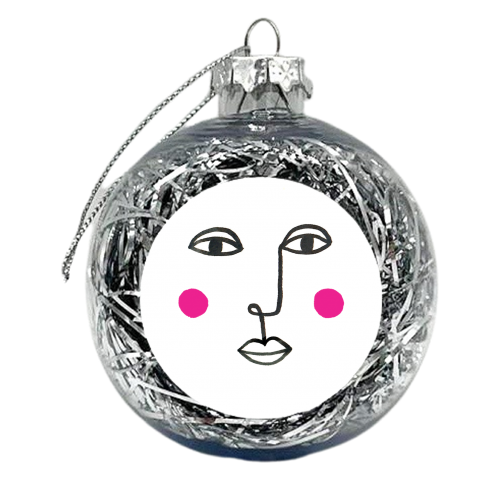 LINEAR FACE WITH ROSY CHEEKS - xmas bauble by Paper Deep Design