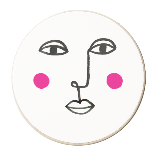 LINEAR FACE WITH ROSY CHEEKS - personalised beer coaster by Paper Deep Design
