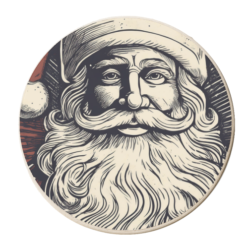 Linocut Style Santa Claus Portrait - personalised beer coaster by Adam Regester