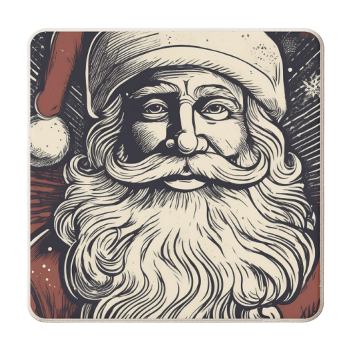 Linocut Style Santa Claus Portrait - personalised beer coaster by Adam Regester