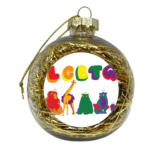 Lion, Tigers, Bears, Oh My! Tutu version. LGBTQ Pride Month! - xmas bauble by Katie Plume
