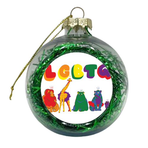 Lion, Tigers, Bears, Oh My! Tutu version. LGBTQ Pride Month! - xmas bauble by Katie Plume