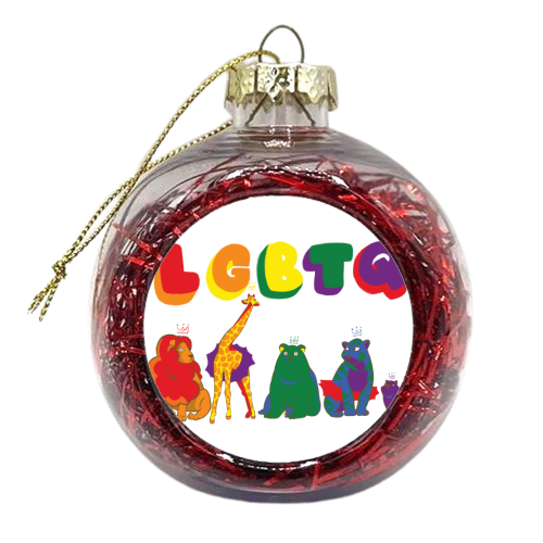 Lion, Tigers, Bears, Oh My! Tutu version. LGBTQ Pride Month! - xmas bauble by Katie Plume