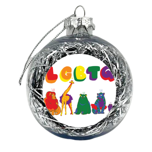 Lion, Tigers, Bears, Oh My! Tutu version. LGBTQ Pride Month! - xmas bauble by Katie Plume