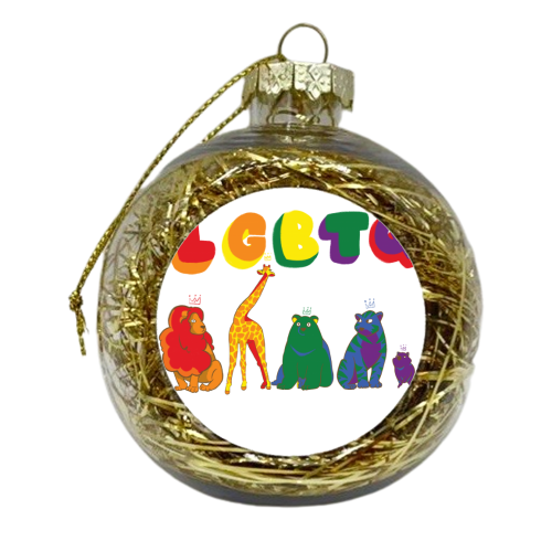 Lions, Tigers, Bears, Oh My! LGBTQ Pride Month - xmas bauble by Katie Plume