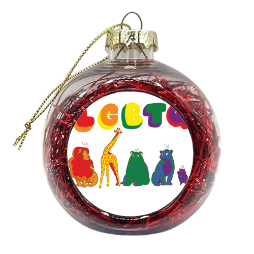 Lions, Tigers, Bears, Oh My! LGBTQ Pride Month - xmas bauble by Katie Plume