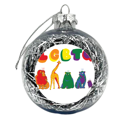 Lions, Tigers, Bears, Oh My! LGBTQ Pride Month - xmas bauble by Katie Plume