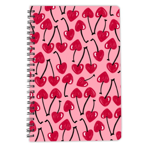 Lipstick Cherry Hearts - personalised A4, A5, A6 notebook by Lucy Elliott