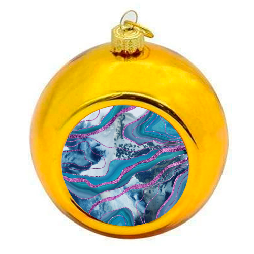 Liquid Marble Agate Glitter Glam #8 (Faux Glitter) #decor #art - colourful christmas bauble by Anita Bella Jantz