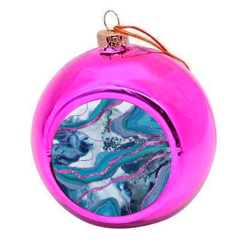 Liquid Marble Agate Glitter Glam #8 (Faux Glitter) #decor #art - colourful christmas bauble by Anita Bella Jantz