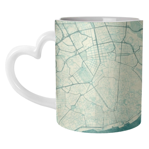 Lisbon Map Blue Vintage - unique mug by City Art Posters