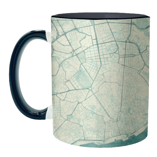 Lisbon Map Blue Vintage - unique mug by City Art Posters