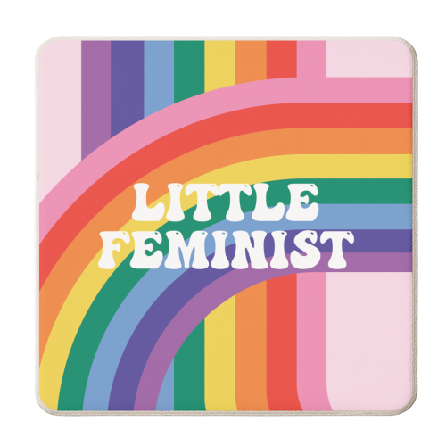 Little Feminist Cute Rainbow Flag - personalised beer coaster by AbiGoLucky
