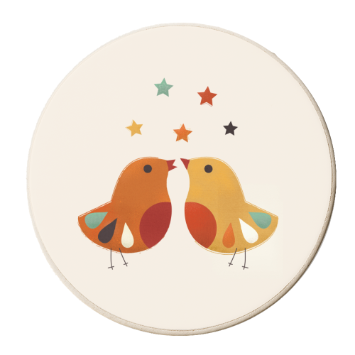 Little Festive Birds - personalised beer coaster by Ania Wieclaw