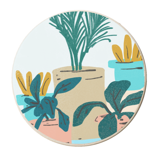 Little House Plants | Pastel Botanical Nature Plant Pots | Bohemian Cute Chic Palm Modern - personalised beer coaster by Uma Prabhakar Gokhale