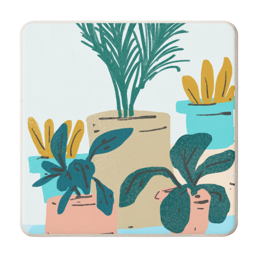 Little House Plants | Pastel Botanical Nature Plant Pots | Bohemian Cute Chic Palm Modern - personalised beer coaster by Uma Prabhakar Gokhale