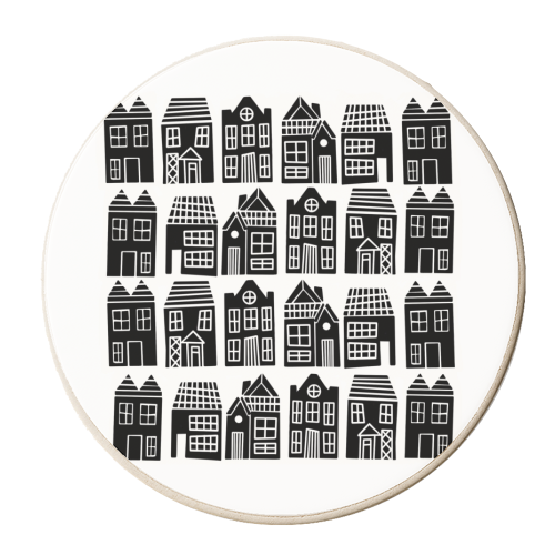 Little houses - personalised beer coaster by Stonefoxes