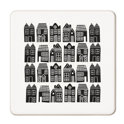 Little houses - personalised beer coaster by Stonefoxes