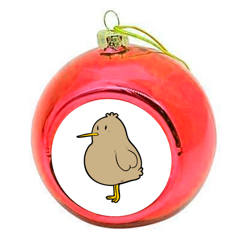 Little Kiwi - colourful christmas bauble by lineartestpilot