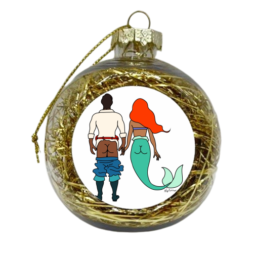 Little Mermaid and Eric Butts - xmas bauble by Notsniw Art