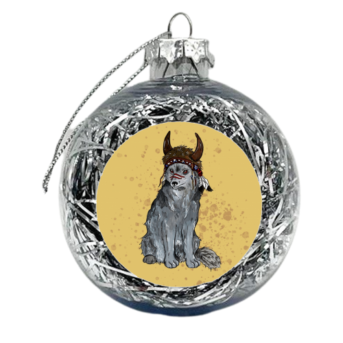 Little Wolf Boy - xmas bauble by Cat Partridge Art