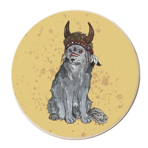 Little Wolf Boy - personalised beer coaster by Cat Partridge Art