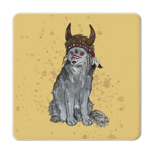 Little Wolf Boy - personalised beer coaster by Cat Partridge Art