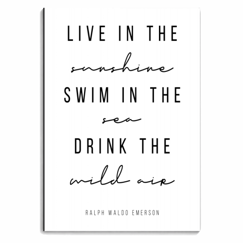 Live In the Sunshine, Swim In the Sea, Drink the Wild Air. -Ralph Waldo Emerson Quote - personalised A4, A5, A6 notebook by Toni Scott