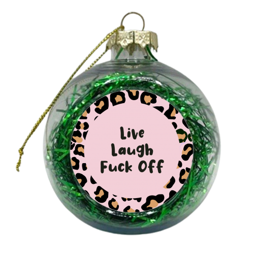 Live Laugh Leopard Print - xmas bauble by Rock and Rose Creative